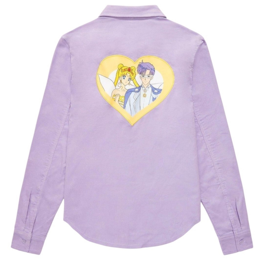 Sailor Moon Neo Queen Serenity & King Endymion Lavender Corduroy Button-Up